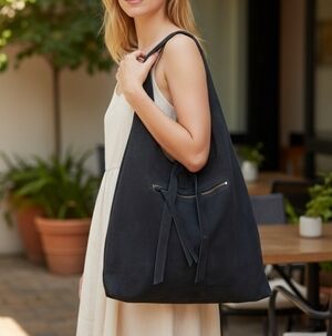 Gerard Darel Navy Blue Suede Beautiful Shoulder Bag